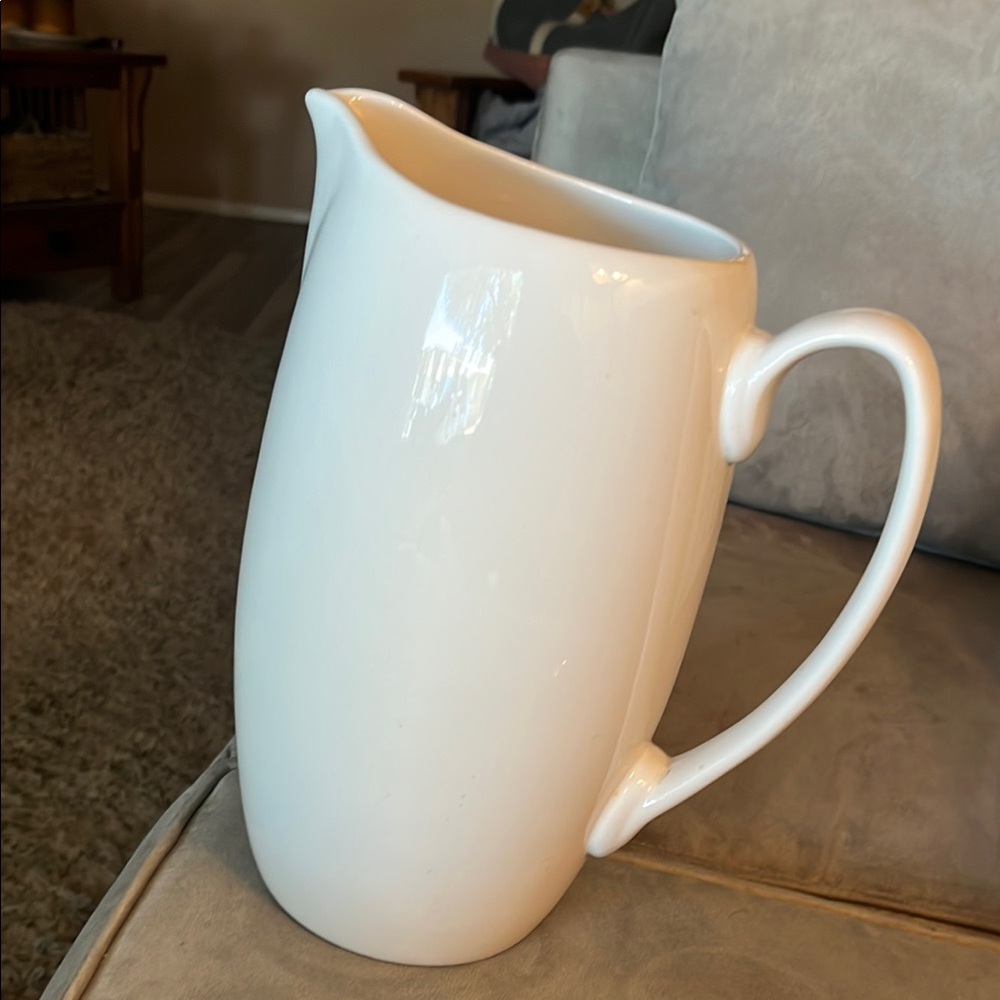 Pottery Barn Sausalito Cream White Serveware Pitcher flower vase farmhouse dine